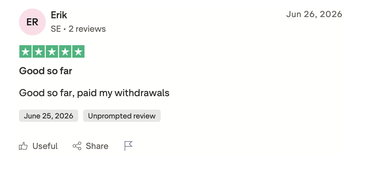 Positive Auszahlungs-Erfahrung im 21 com casino Positive Trustpilot-Bewertung über ausgezahlte Gewinne im 21 com casino